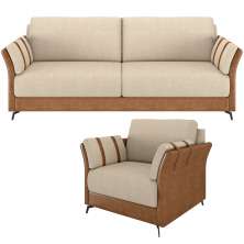Kit Sofá 3 Lugares 223cm Com 01 Poltronas Álamo M03 Couríssimo Whisky Linho Bege - Lyam Decor