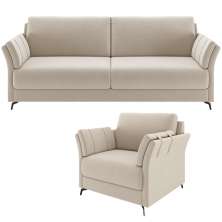 Kit Sofá 3 Lugares 223cm Com 01 Poltronas Álamo M03 Veludo Bege - Lyam Decor