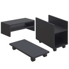 Kit Suporte Para Cpu Nobreak Guide Cyber e Suporte De Monitor Stand Lap L03 Preto - Lyam Decor