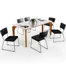 Mesa Capri 160cm Off White Com 6 Cadeiras Allana B05 Couríssimo Preto Linho Chumbo - Lyam Decor