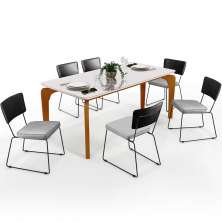 Mesa Capri 160cm Off White Com 6 Cadeiras Allana B05 Couríssimo Preto Linho Cinza - Lyam Decor