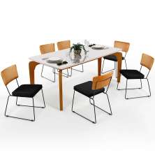 Mesa Capri 160cm Off White Com 6 Cadeiras Allana B05 Couríssimo Whisky Linho Chumbo - Lyam Decor
