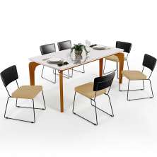 Mesa Capri 160cm Off White E 6 Cadeiras Allana B05 Couríssimo Preto Linho Bege Escuro - Lyam Decor