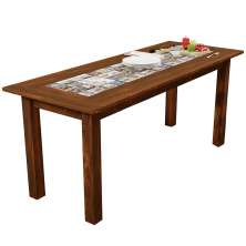 Mesa De Jantar 04 Lugares Retangular 120 Cm Madeira Maciça Rústica Cerâmica W02 Imbuia - Lyam Decor