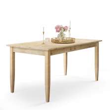 Mesa De Jantar 06 Lugares Retangular New Rústico W02 160cm Madeira Maciça Pinus Natural - Lyam Decor