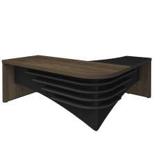 Mesa Escritório Home Office Diretor Em L Atria Executiva LE 200x180cm A02 Charuto Preto - Lyam Decor
