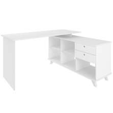 Mesa Para Escritório Home Office Escrivaninha Gold A02 Branco 02 Gavetas - Lyam Decor