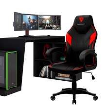 Mesa Para PC Gamer Dark BMG-03 com Cadeira Gamer EC1 ThunderX3 Preto Vermelho - Lyam Decor