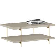 Mesa de Centro Decorativo Para Sala de Estar Industrial Moric L05 Off White Dourado - Lyam Decor