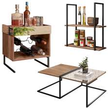 Mesa de Centro Espelhada com Adega e Prateleira Multiuso Industrial D01 Design Demolição -Lyam Decor
