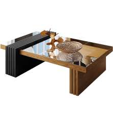 Mesa de Centro Para Sala De Estar Espelhada Lord B01 Carvalho Intense Preto - Lyam Decor