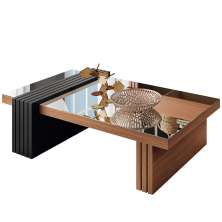 Mesa de Centro Para Sala De Estar Espelhada Lord B01 Nature Preto - Lyam Decor