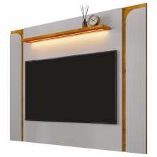 Painel Para TV 75 Pol Com LED 180cm Maresca B02 Off White Naturalle - Lyam Decor