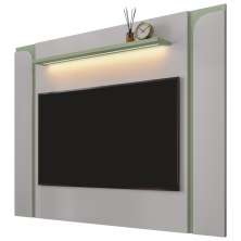 Painel Para TV 75 Pol Com LED 180cm Maresca B02 Off White Pistache - Lyam Decor