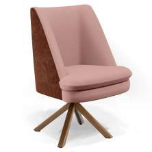Poltrona Decorativa Base Giratória Pérsia D02 Linho Rosê C-105 Corano Marrom B-38 - Lyam Decor