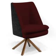 Poltrona Decorativa Base Giratória Pérsia D02 Veludo Marsala C-278 Corano Preto B-97 - Lyam Decor