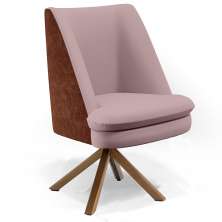 Poltrona Decorativa Base Giratória Pérsia D02 Veludo Rosê C-305 Corano Marrom B-38 - Lyam Decor
