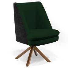 Poltrona Decorativa Base Giratória Pérsia D02 Veludo Verde Musgo C-303 Corano Preto B97 - Lyam Decor