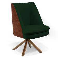 Poltrona Decorativa Base Giratória Pérsia D02 Veludo Verde Musgo C303 Corano Marrom B38 - Lyam Decor