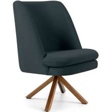 Poltrona Decorativa Base Giratória de Madeira Pérsia D02 Linho Chumbo C-465 - Lyam Decor