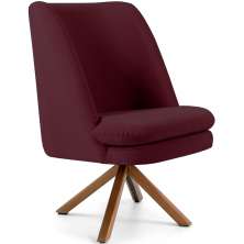 Poltrona Decorativa Base Giratória de Madeira Pérsia D02 Veludo Marsala B-278 - Lyam Decor