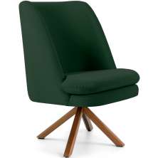Poltrona Decorativa Base Giratória de Madeira Pérsia D02 Veludo Verde B-303 - Lyam Decor