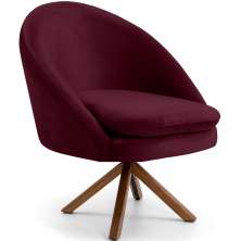 Poltrona Decorativa Base Giratória de Madeira Rafa D02 Veludo Marsala C-278 - Lyam Decor
