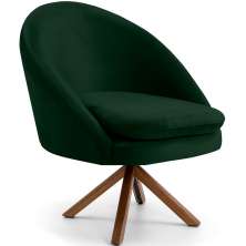 Poltrona Decorativa Base Giratória de Madeira Rafa D02 Veludo Verde C-303 - Lyam Decor