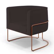 Poltrona Decorativa Fixa Base De Aço Cobre Betina D02 Corano Marrom B-98 - Lyam Decor
