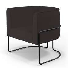 Poltrona Decorativa Fixa Base De Aço Preto Betina D02 Corano Marrom B-98 - Lyam Decor