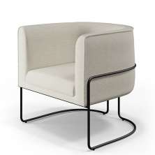 Poltrona Decorativa Fixa Base De Aço Preto Betina D02 Linho Champagne A-49 - Lyam Decor