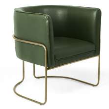 Poltrona Decorativa Fixa Base de Aço Bronze Betina D02 Corano Verde Musgo B-89 - Lyam Decor