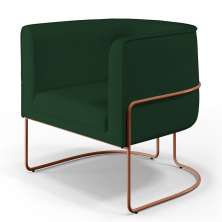 Poltrona Decorativa Fixa Base de Aço Cobre Betina D02 Veludo Verde Musgo C-303 - Lyam Decor