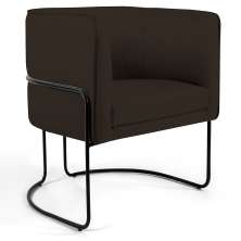 Poltrona Decorativa Fixa Base de Aço Preto Betina D02 Corano Marrom C-34 - Lyam Decor