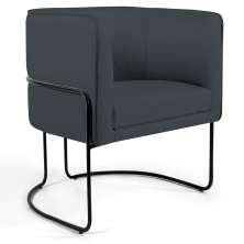 Poltrona Decorativa Fixa Base de Aço Preto Betina D02 Veludo Cinza C-317 - Lyam Decor