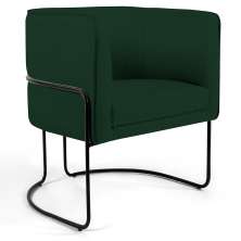 Poltrona Decorativa Fixa Base de Aço Preto Betina D02 Veludo Verde Musgo C-303 - Lyam Decor