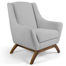 Poltrona Decorativa Fixa Base de Madeira Juliet D02 Linho Cru D-316 - Lyam Decor