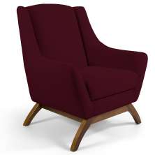 Poltrona Decorativa Fixa Base de Madeira Juliet D02 Veludo Marsala C-278 - Lyam Decor