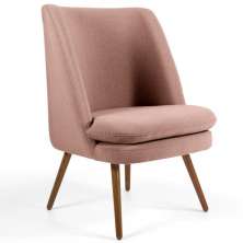 Poltrona Decorativa Fixa Pés Palito Pérsia D02 Algodão Rosa C-105 - Lyam Decor