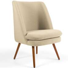 Poltrona Decorativa Fixa Pés Palito Pérsia D02 Linho Bege C-129 - Lyam Decor