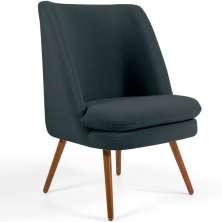 Poltrona Decorativa Fixa Pés Palito Pérsia D02 Linho Chumbo D-465 - Lyam Decor