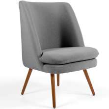 Poltrona Decorativa Fixa Pés Palito Pérsia D02 Linho Cinza C-416 - Lyam Decor