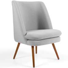 Poltrona Decorativa Fixa Pés Palito Pérsia D02 Linho Cinza D-315 - Lyam Decor