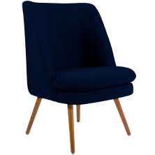 Poltrona Decorativa Fixa Pés Palito Pérsia D02 Veludo Azul Marinho C-287 - Lyam Decor