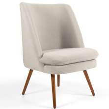 Poltrona Decorativa Fixa Pés Palito Pérsia D02 Veludo Bege C-309 - Lyam Decor