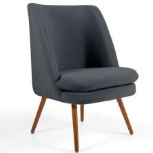 Poltrona Decorativa Fixa Pés Palito Pérsia D02 Veludo Cinza C-317 - Lyam Decor