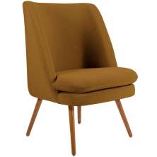 Poltrona Decorativa Fixa Pés Palito Pérsia D02 Veludo Mostarda C-260 - Lyam Decor