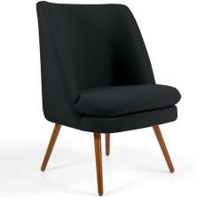 Poltrona Decorativa Fixa Pés Palito Pérsia D02 Veludo Preto C-300 - Lyam Decor