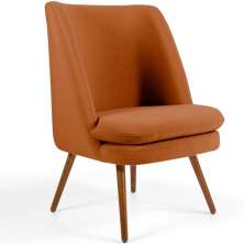Poltrona Decorativa Fixa Pés Palito Pérsia D02 Veludo Telha C-262 - Lyam Decor