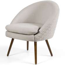 Poltrona Decorativa Fixa Pés Palito Rafa D02 Tressê Linho Bege C-107 - Lyam Decor
